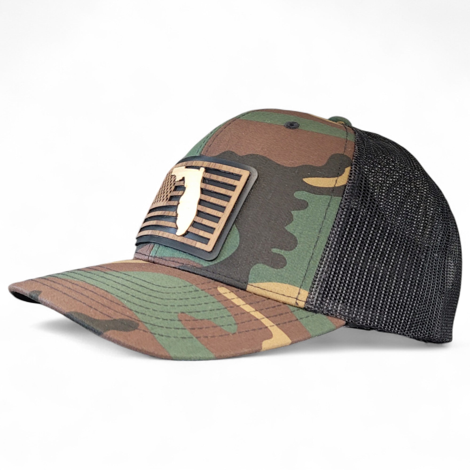 🌴Stars &Stripes: Florida Edition – Wooden Patch Hat - 4 Arrows Creations