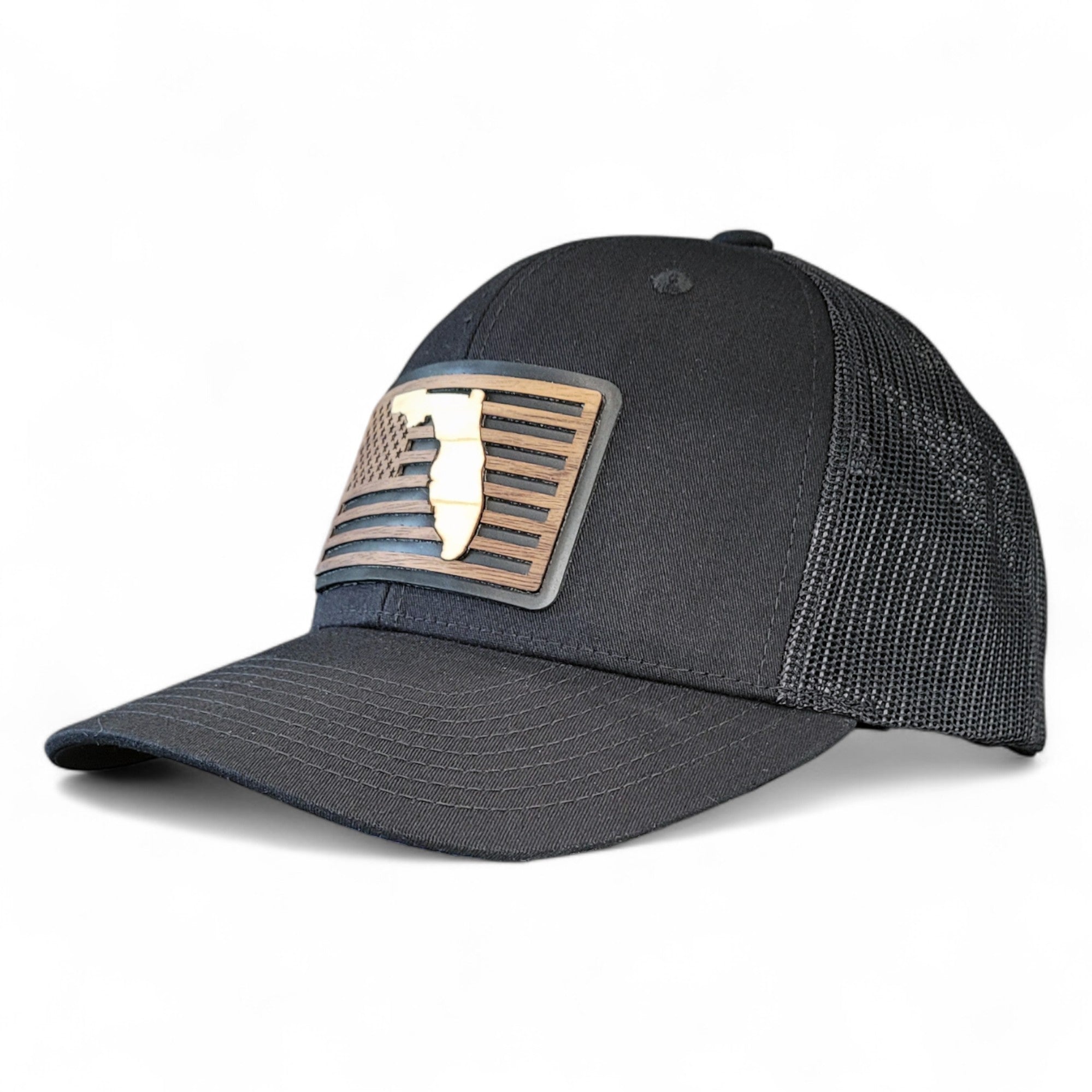 🌴Stars &Stripes: Florida Edition – Wooden Patch Hat - 4 Arrows Creations