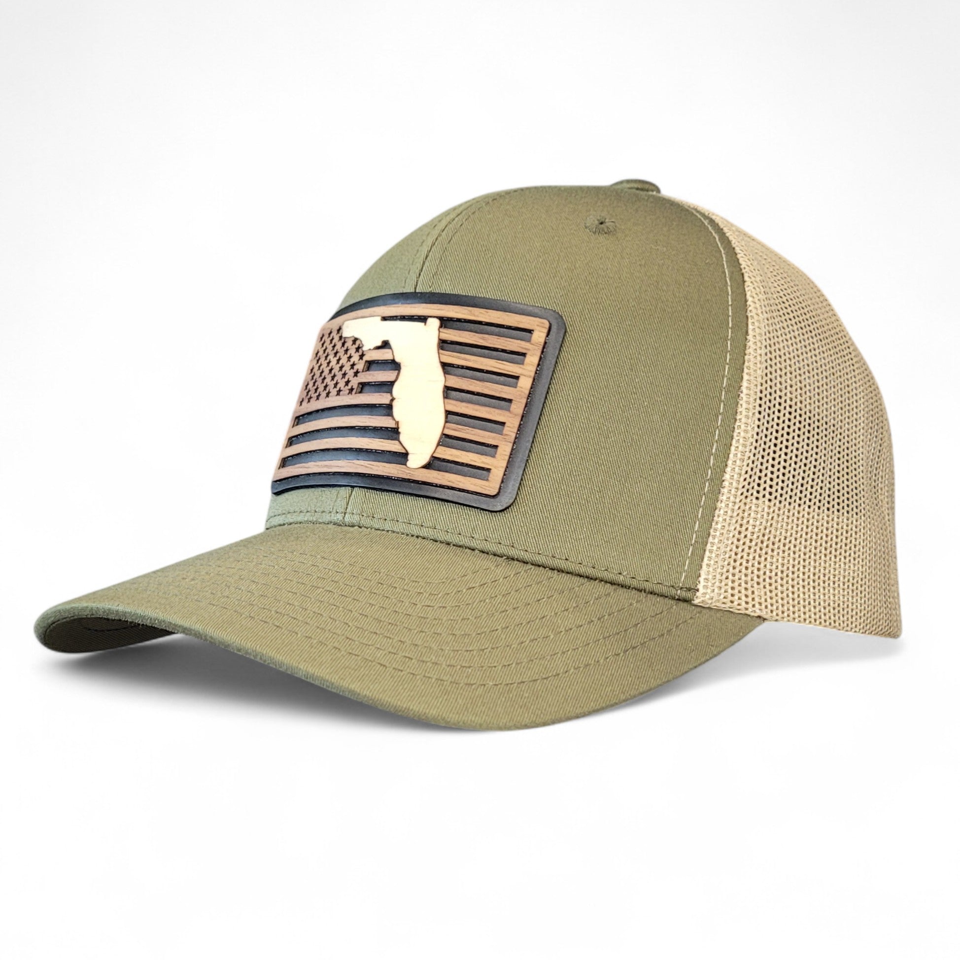 🌴Stars &Stripes: Florida Edition – Wooden Patch Hat - 4 Arrows Creations