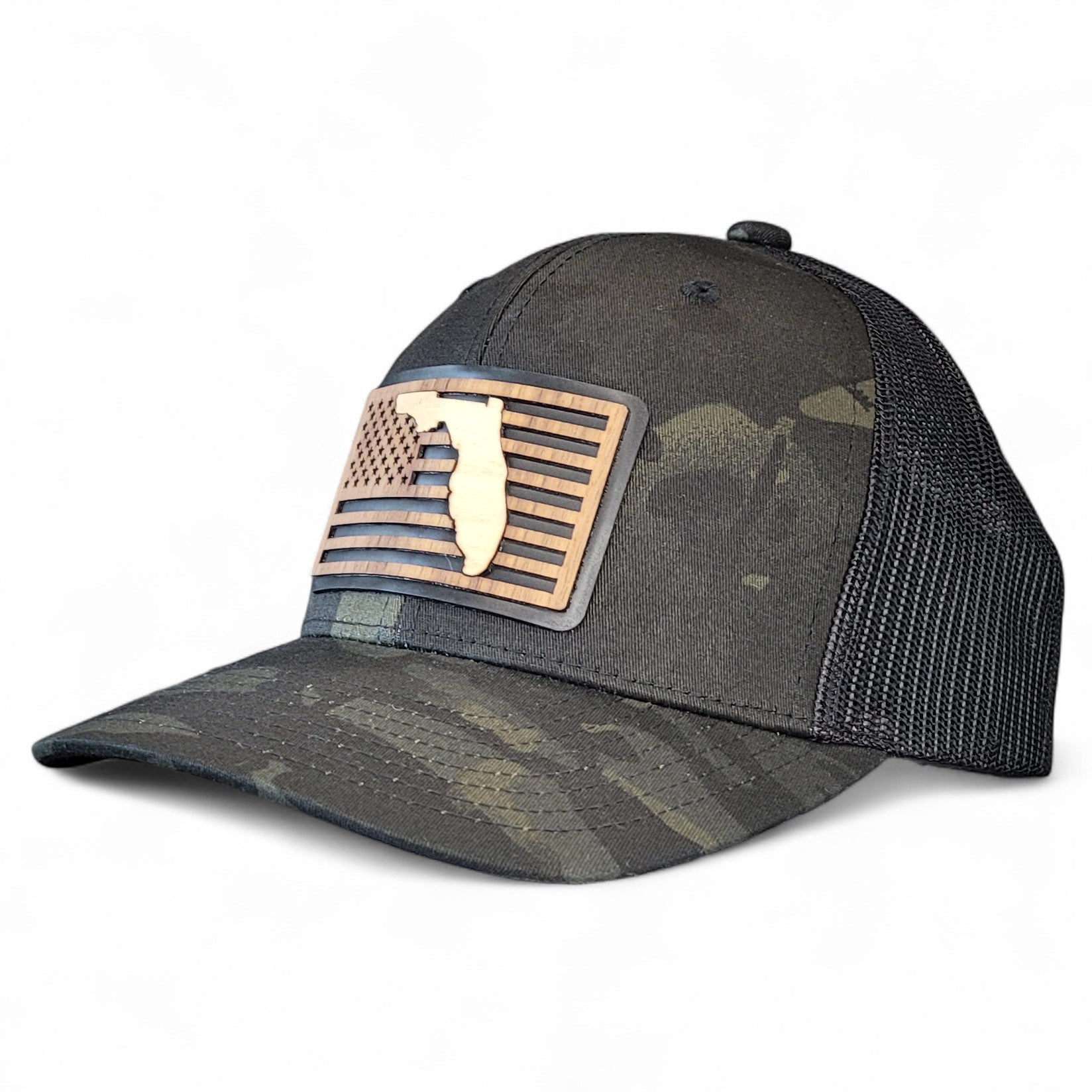 🌴Stars &Stripes: Florida Edition – Wooden Patch Hat - 4 Arrows Creations