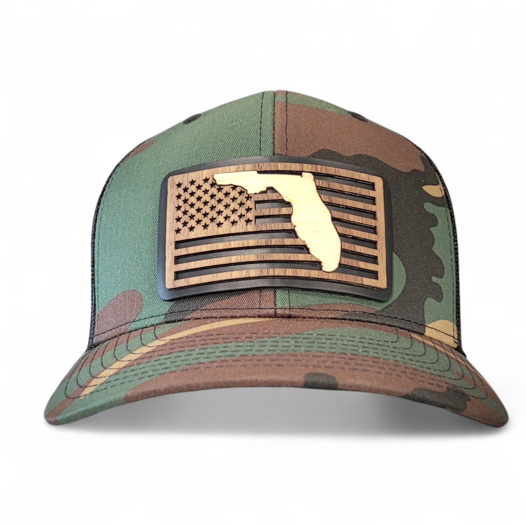 🌴Stars &Stripes: Florida Edition – Wooden Patch Hat - 4 Arrows Creations