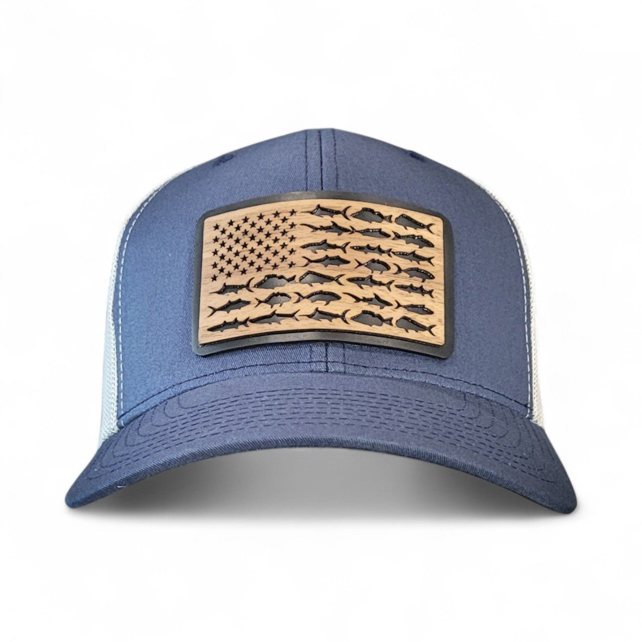 The American Angler – Fish Flag Wooden Patch Hat - 4 Arrows Creations