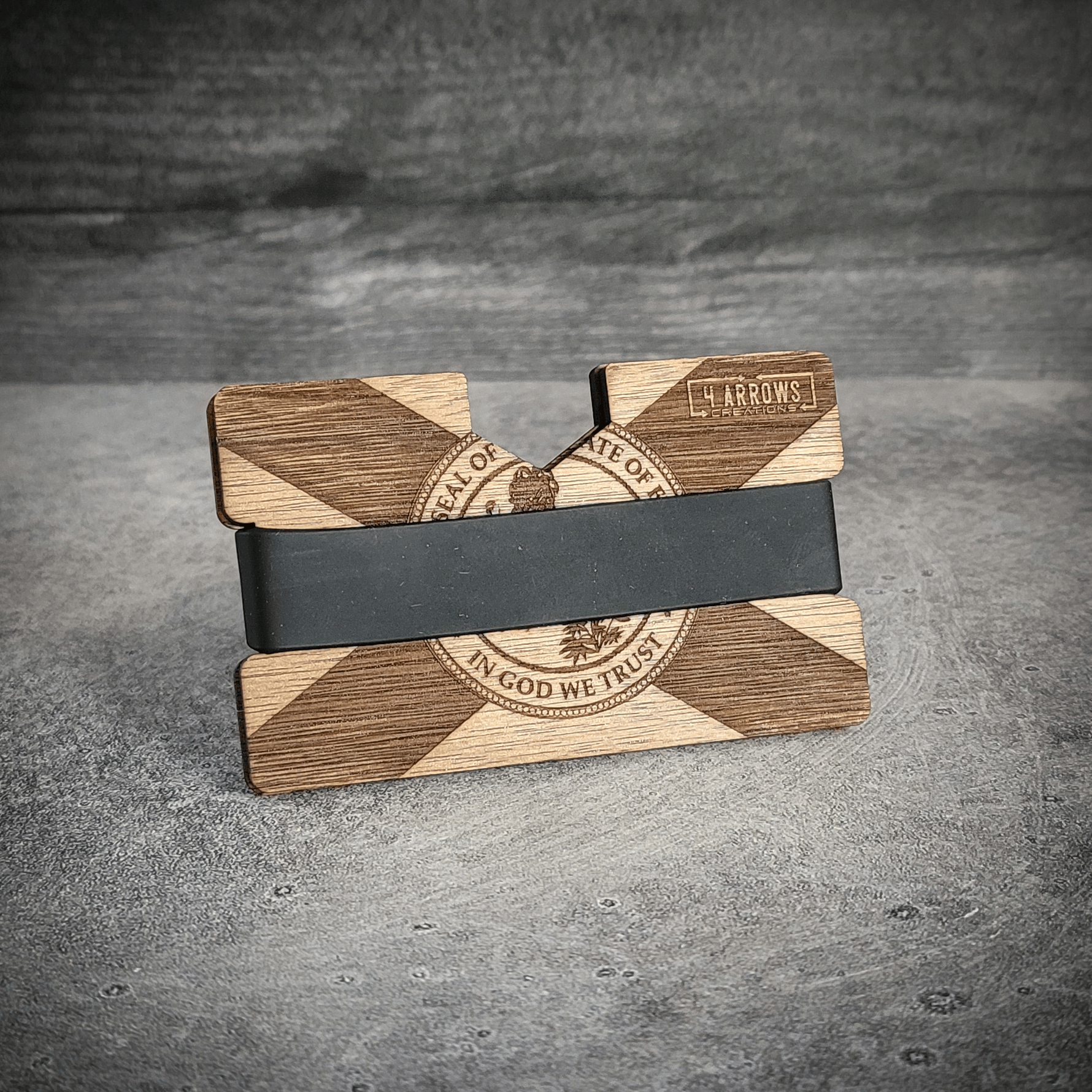 The Floridian – Florida Flag Engraved Wooden Wallet - 4 Arrows Creations