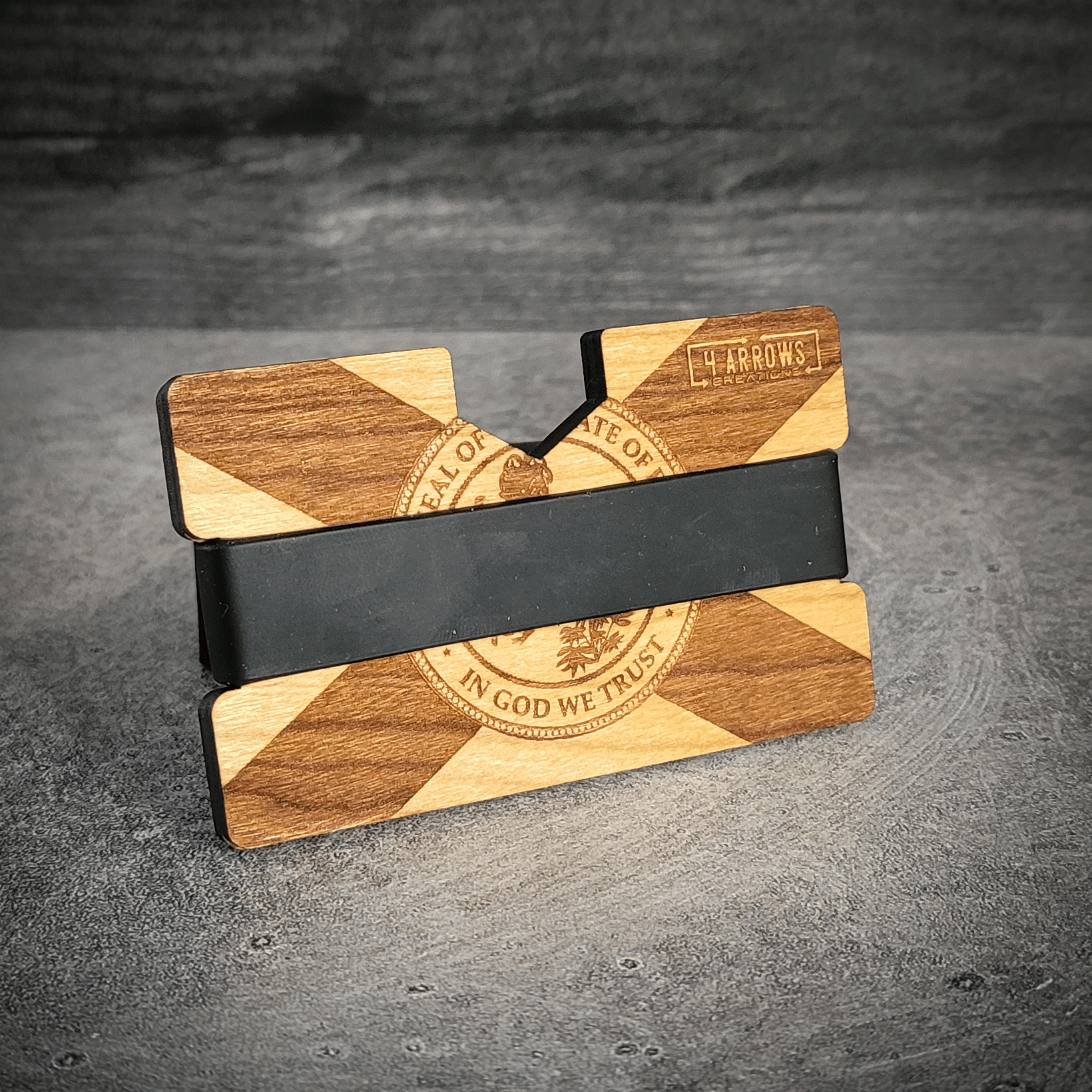The Floridian – Florida Flag Engraved Wooden Wallet - 4 Arrows Creations