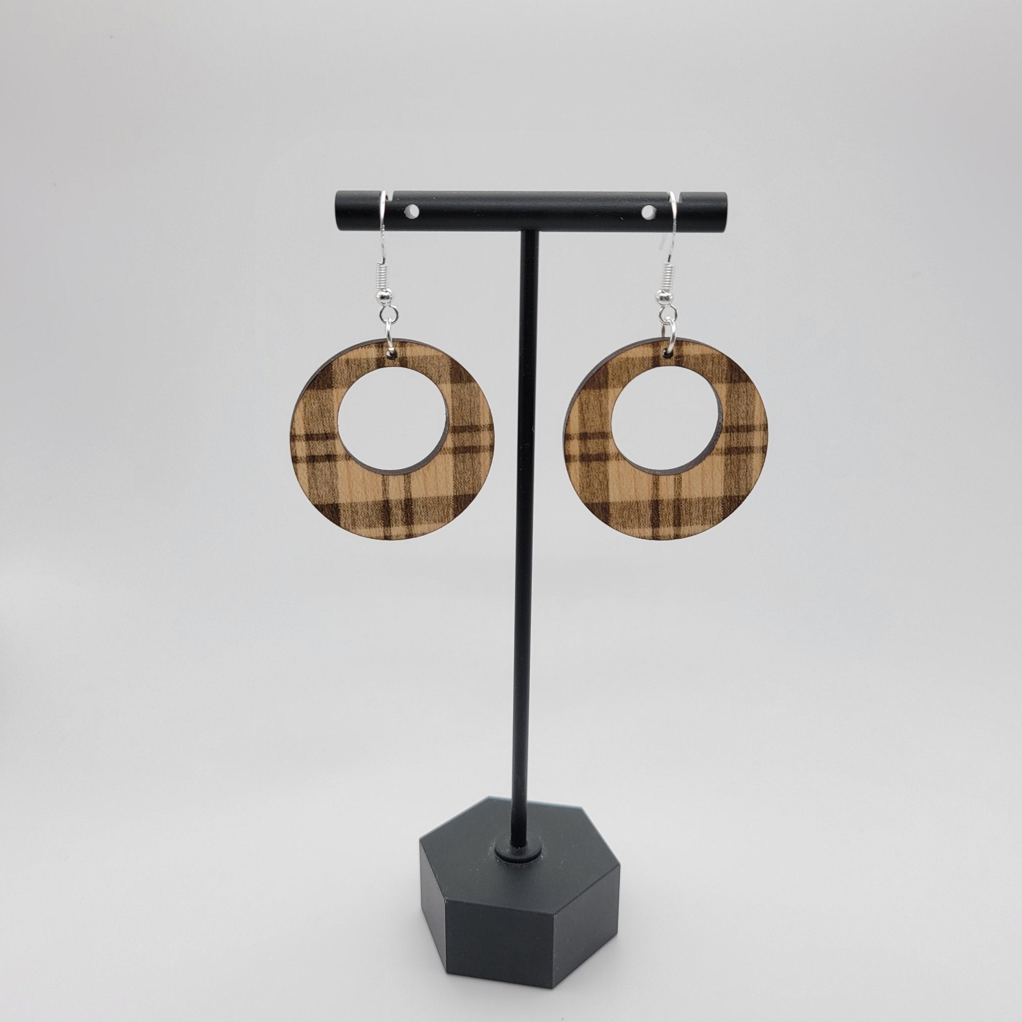 Buffalo Plaid Wood Dangle Earrings - 4 Arrows Creations