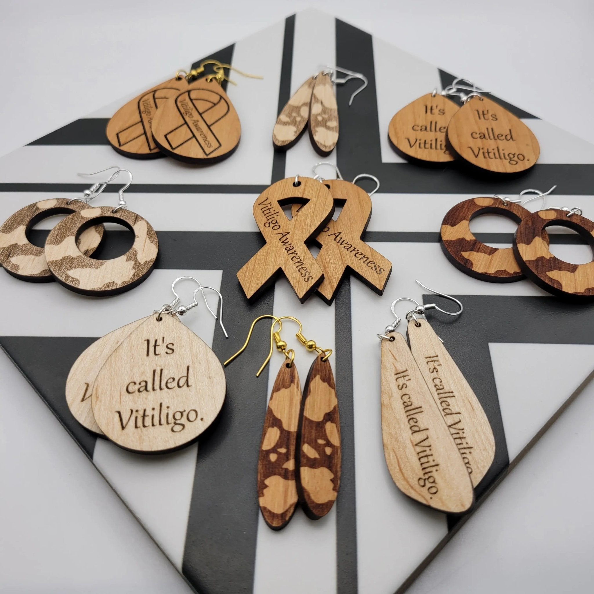 Dappled Vitiligo Earrings (round) - 4 Arrows Creations