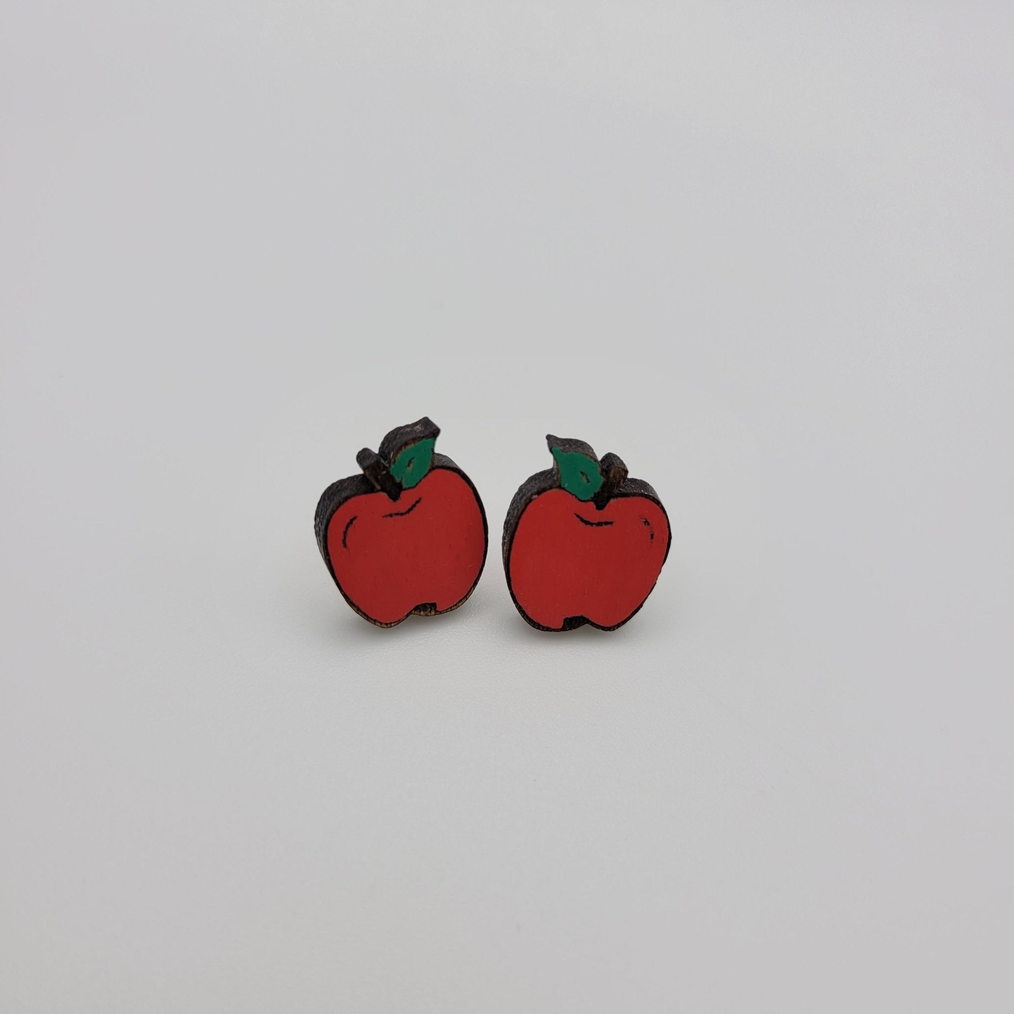 Hand Painted Apple Stud Earrings - 4 Arrows Creations