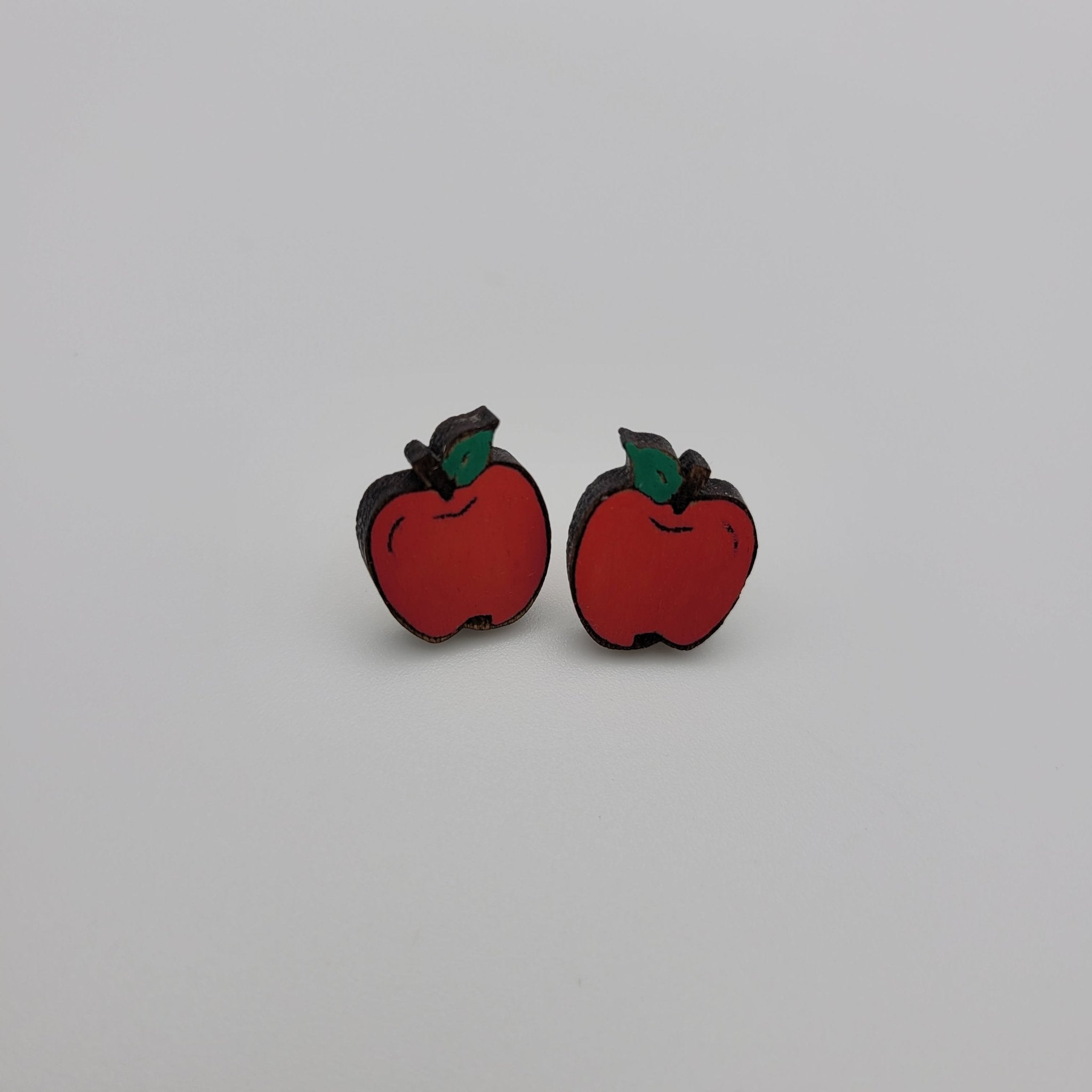 Hand Painted Apple Stud Earrings - 4 Arrows Creations