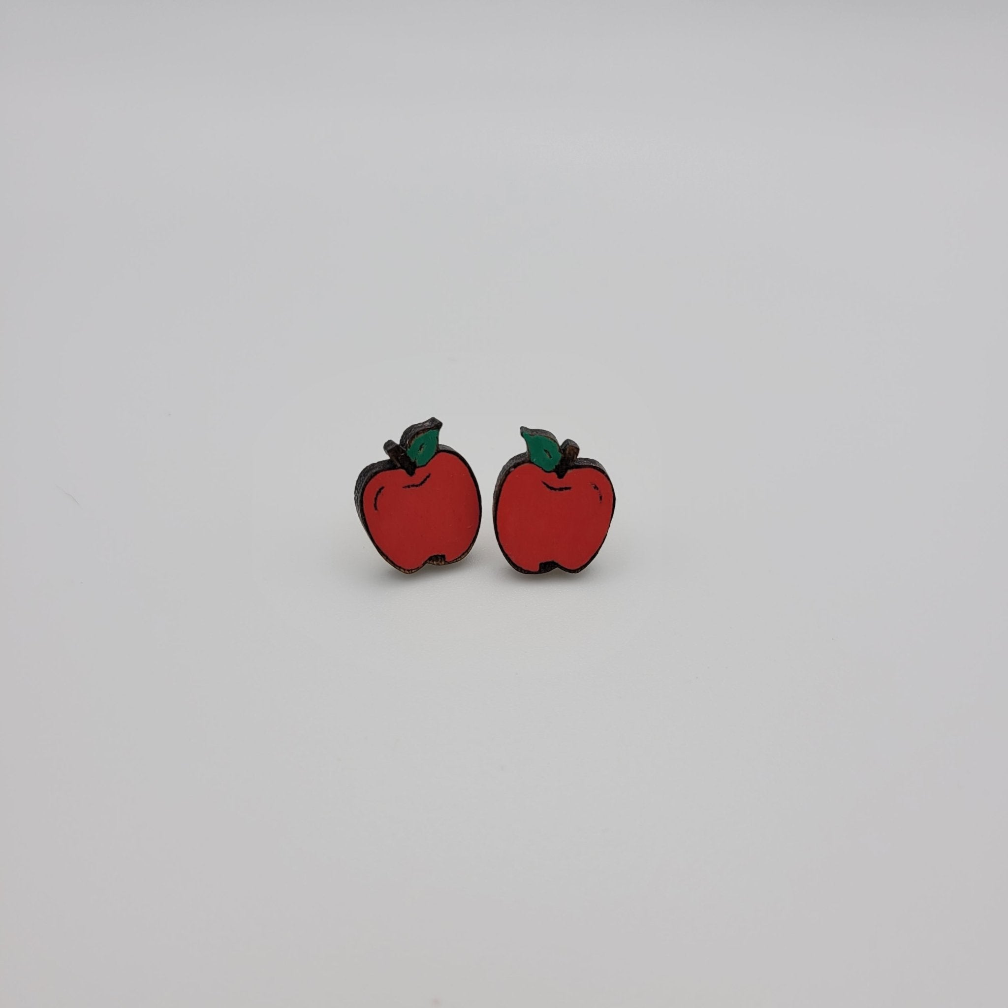 Hand Painted Apple Stud Earrings - 4 Arrows Creations