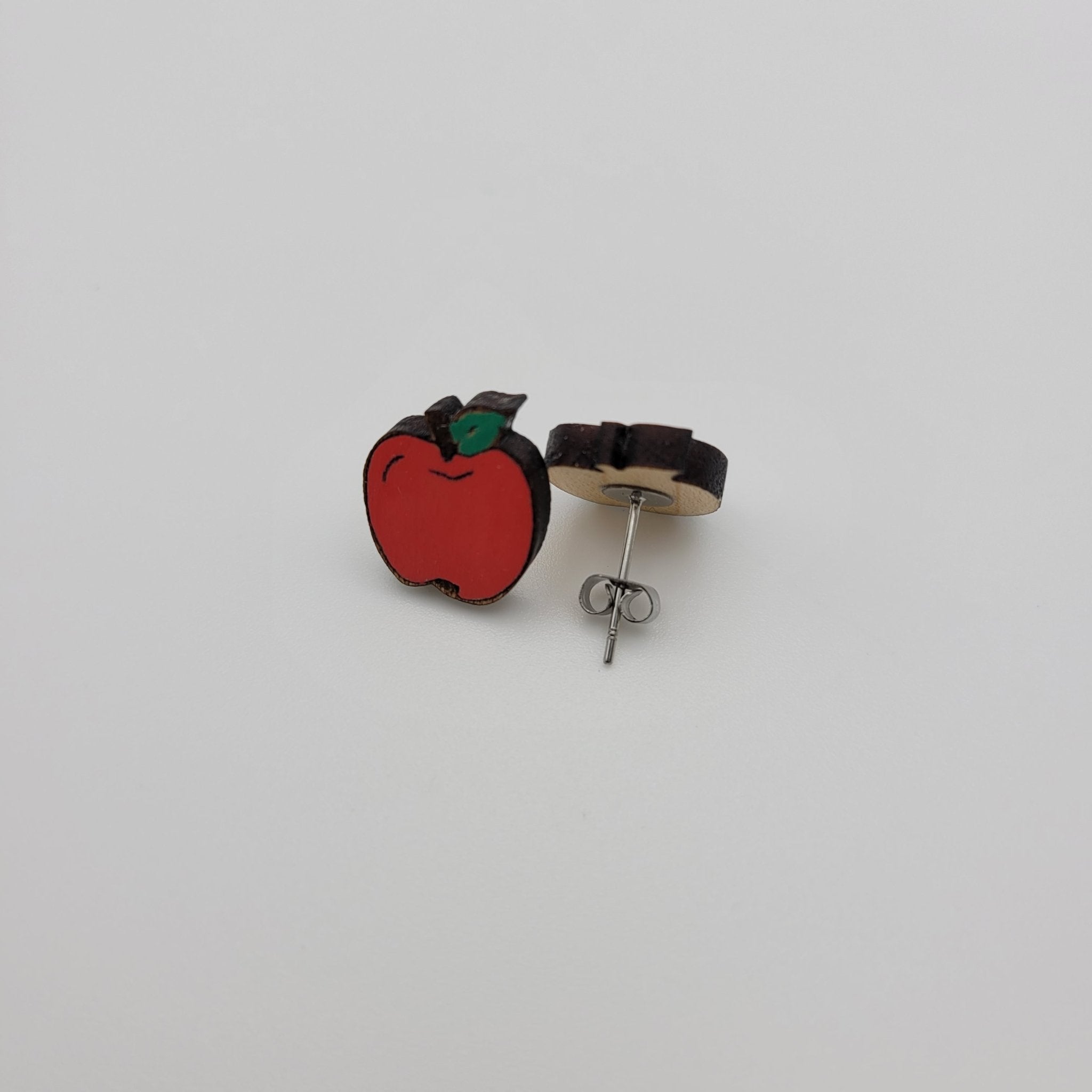 Hand Painted Apple Stud Earrings - 4 Arrows Creations