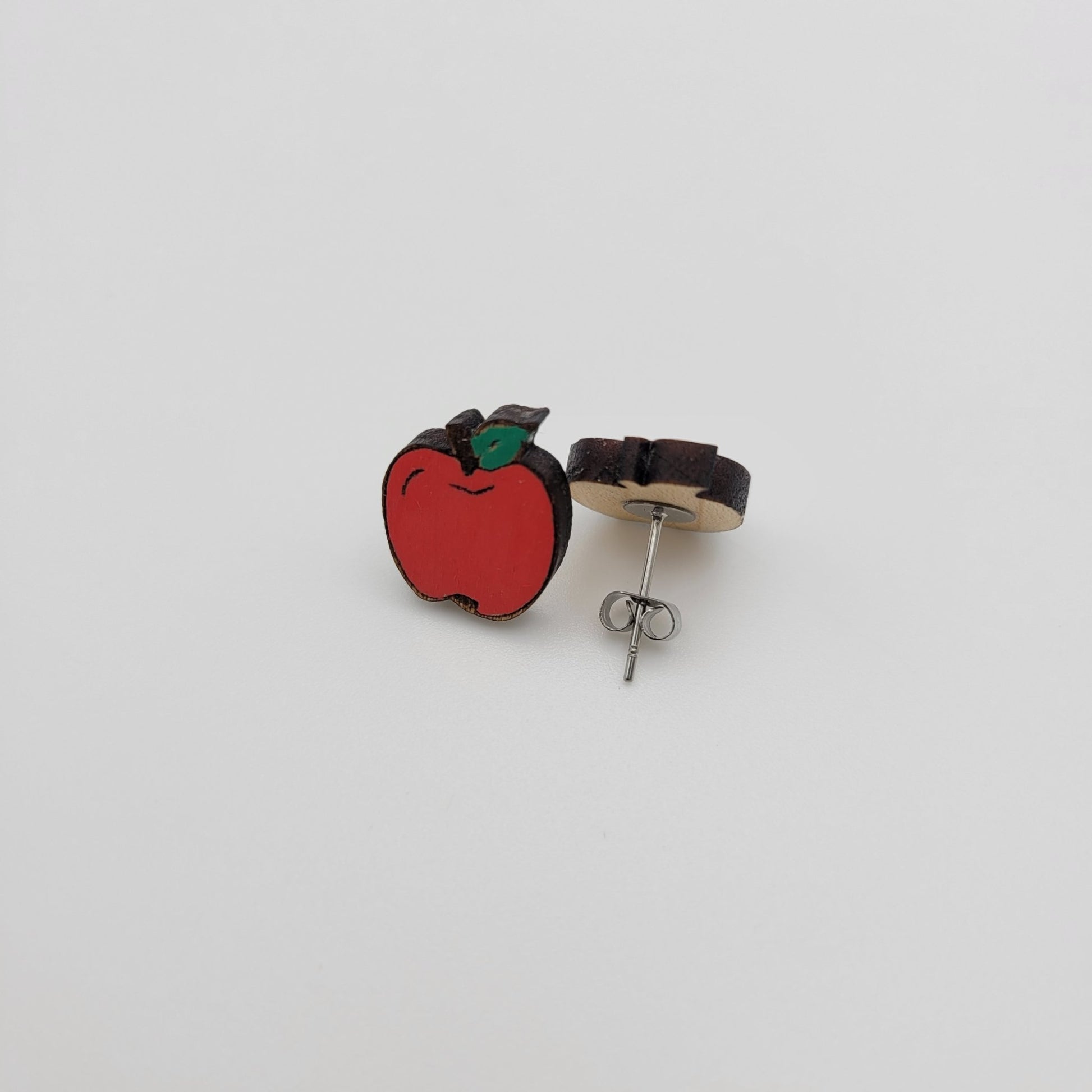 Hand Painted Apple Stud Earrings - 4 Arrows Creations
