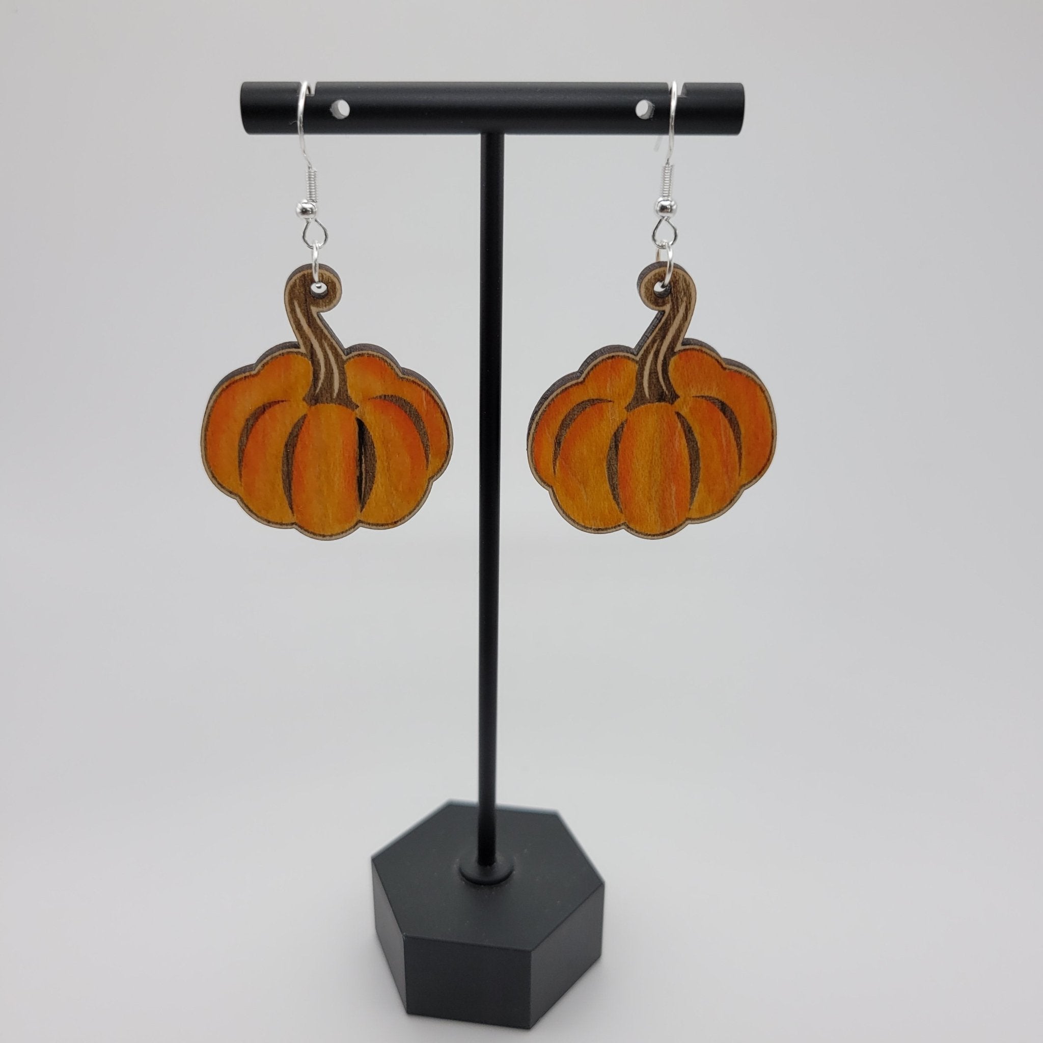 Hand Painted Pumpkin Dangle Earrings - 4 Arrows Creations
