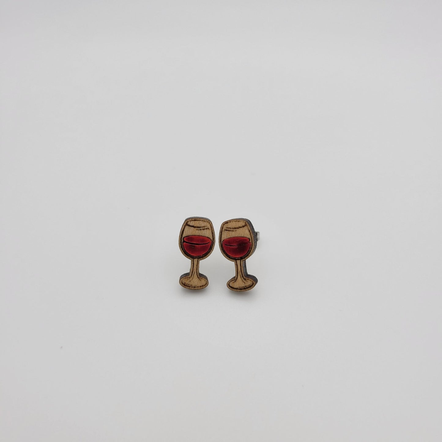 Hand Painted Wine Glass Stud Earrings - 4 Arrows Creations