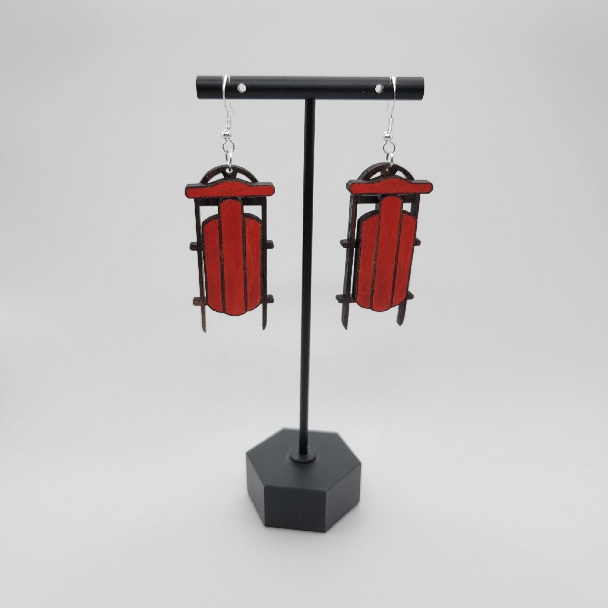 Old Fashioned Sled Wood Dangle Earrings - 4 Arrows Creations