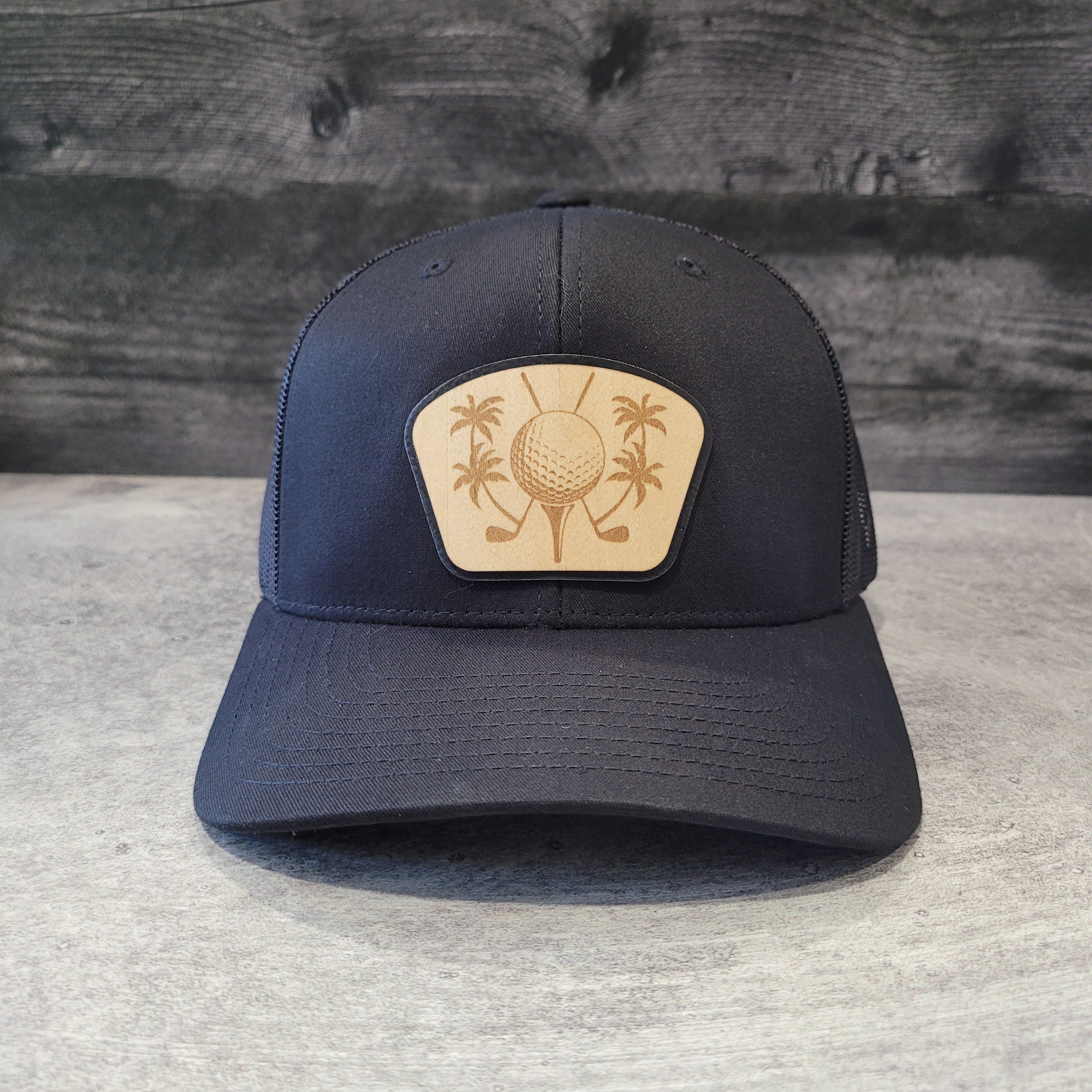 Tee Time Golf Wooden Patch Hat