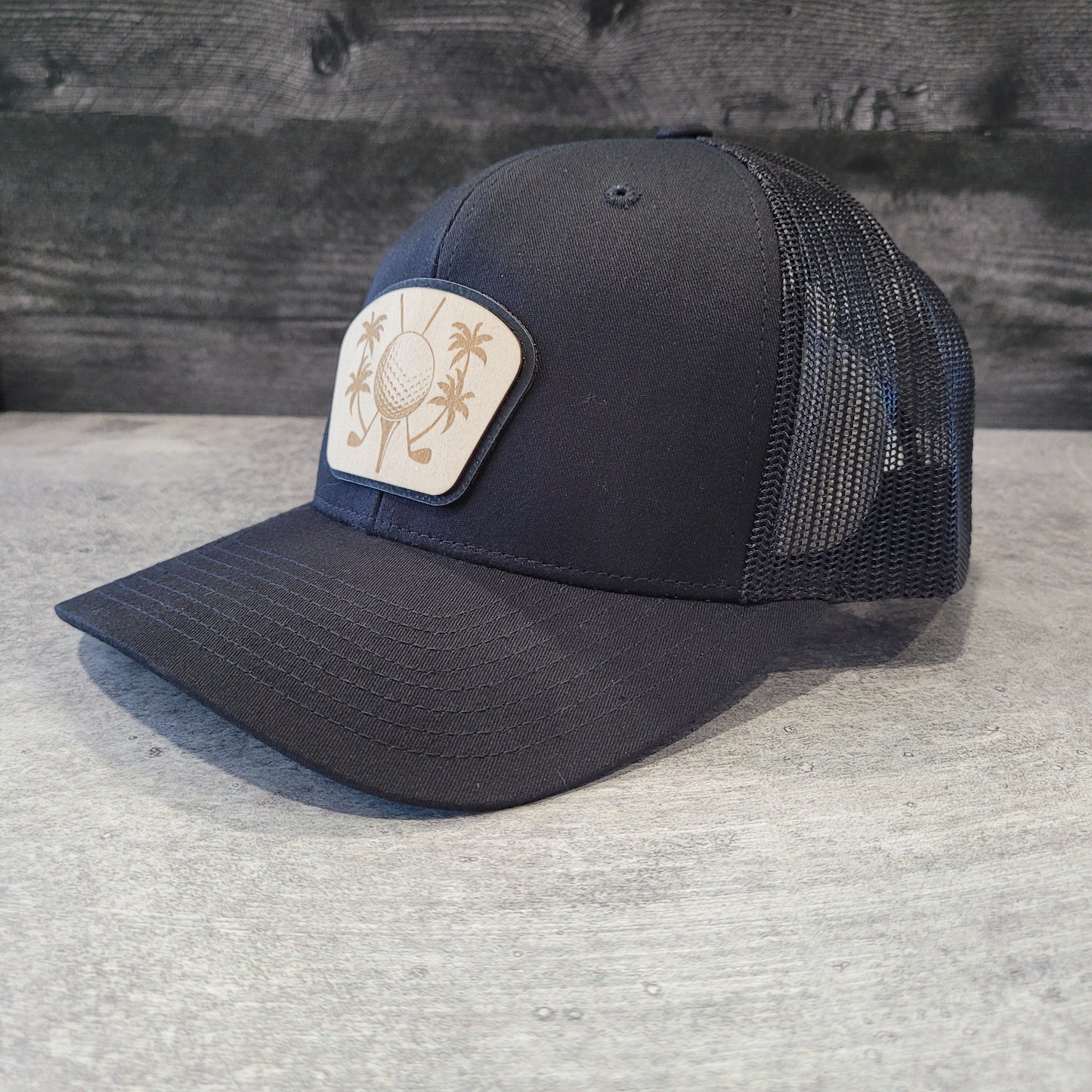 Tee Time Golf Wooden Patch Hat