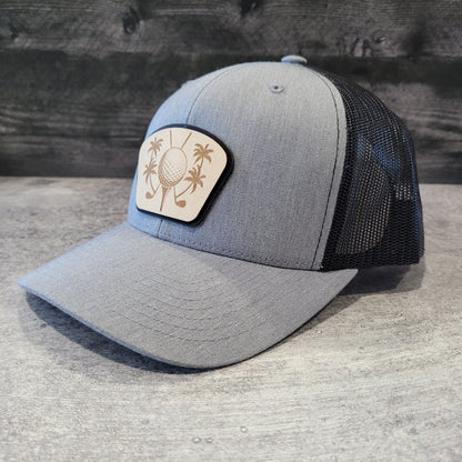 Tee Time Golf Wooden Patch Hat