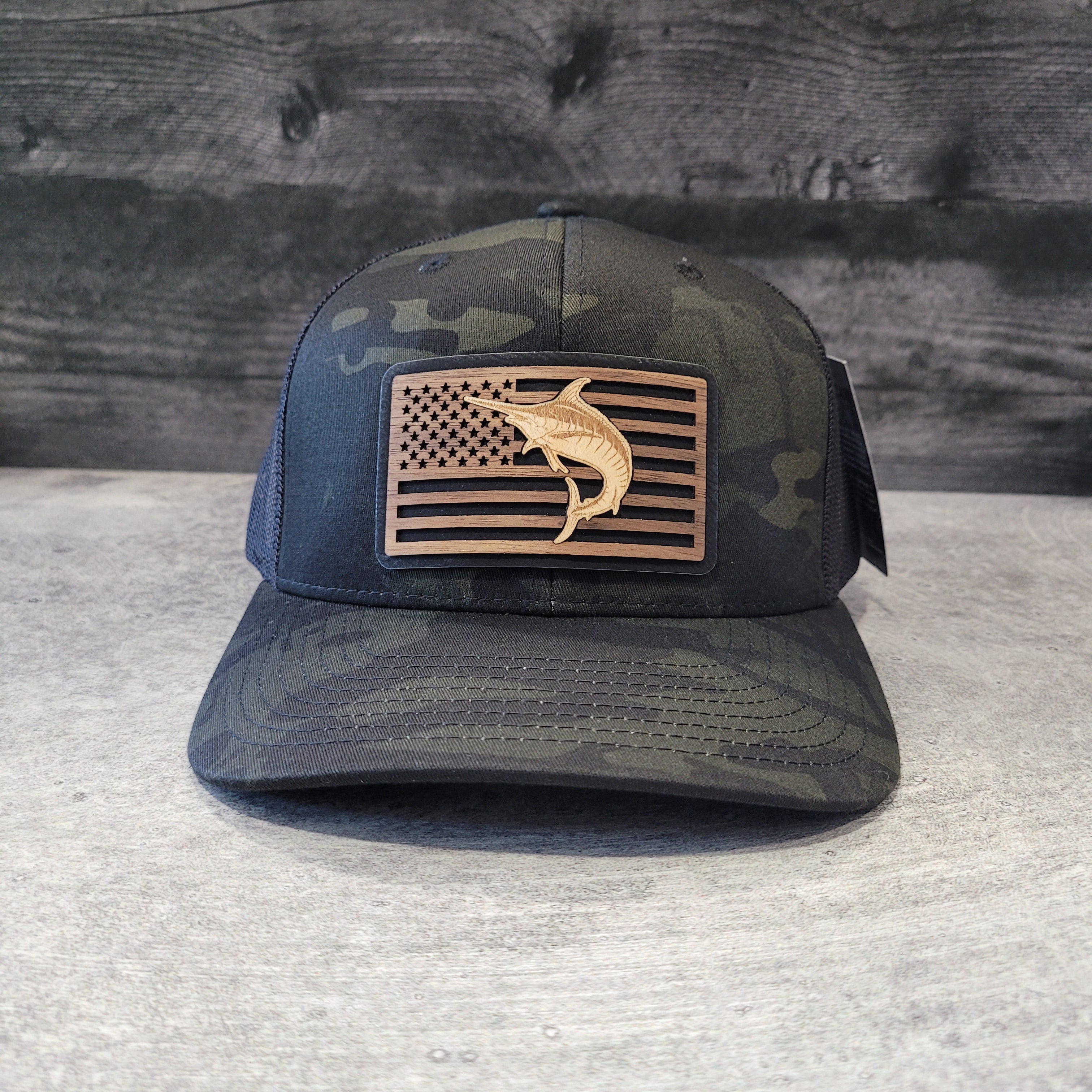 All American Marlin Wooden Patch Hat