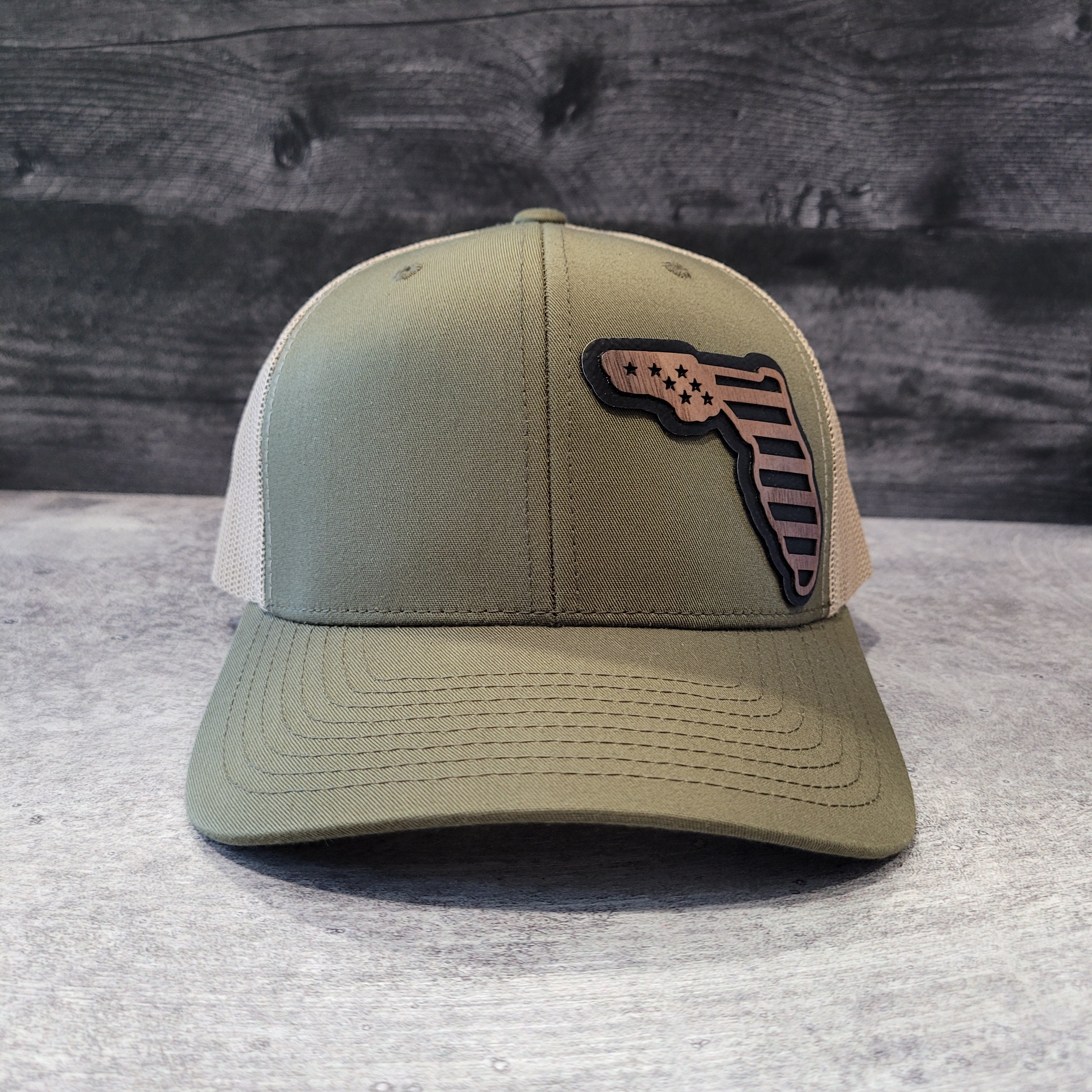 Flagged Florida Silhouette Cap Wooden Patch Hat