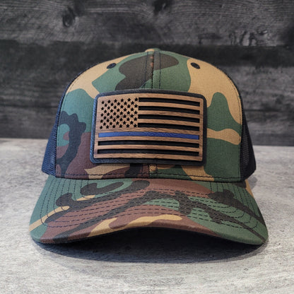 The Thin Blue Line Wooden Patch Hat