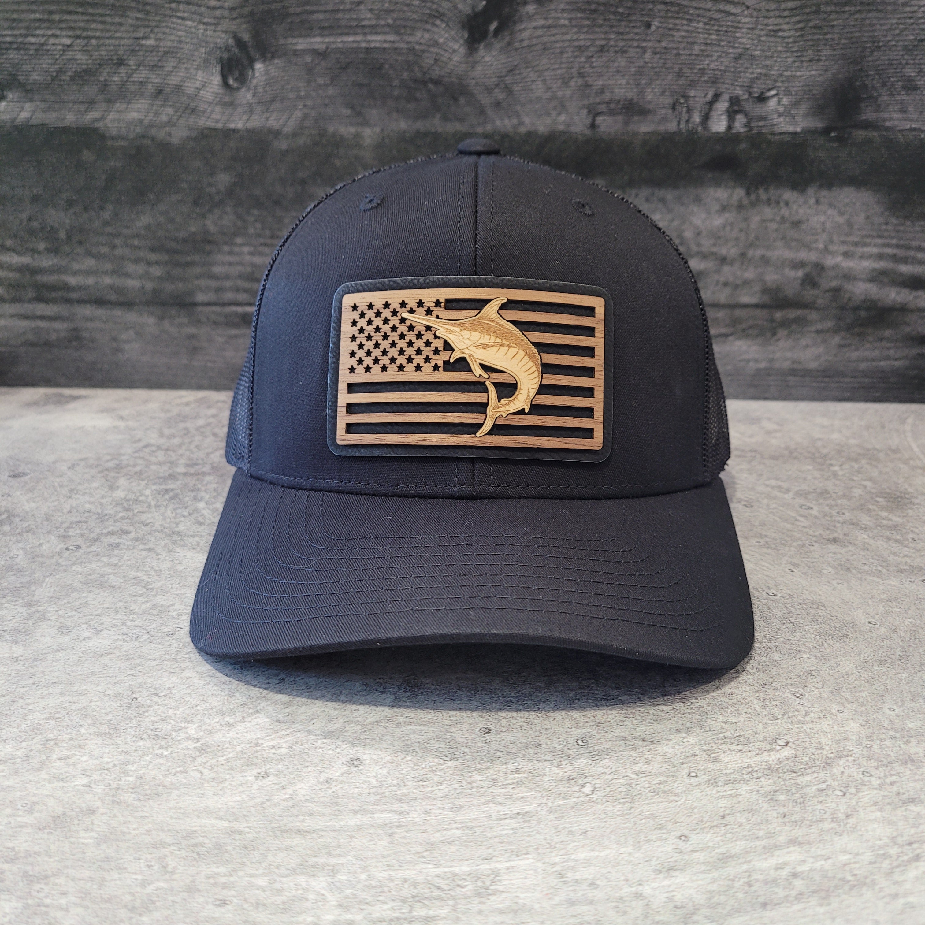 All American Marlin Wooden Patch Hat