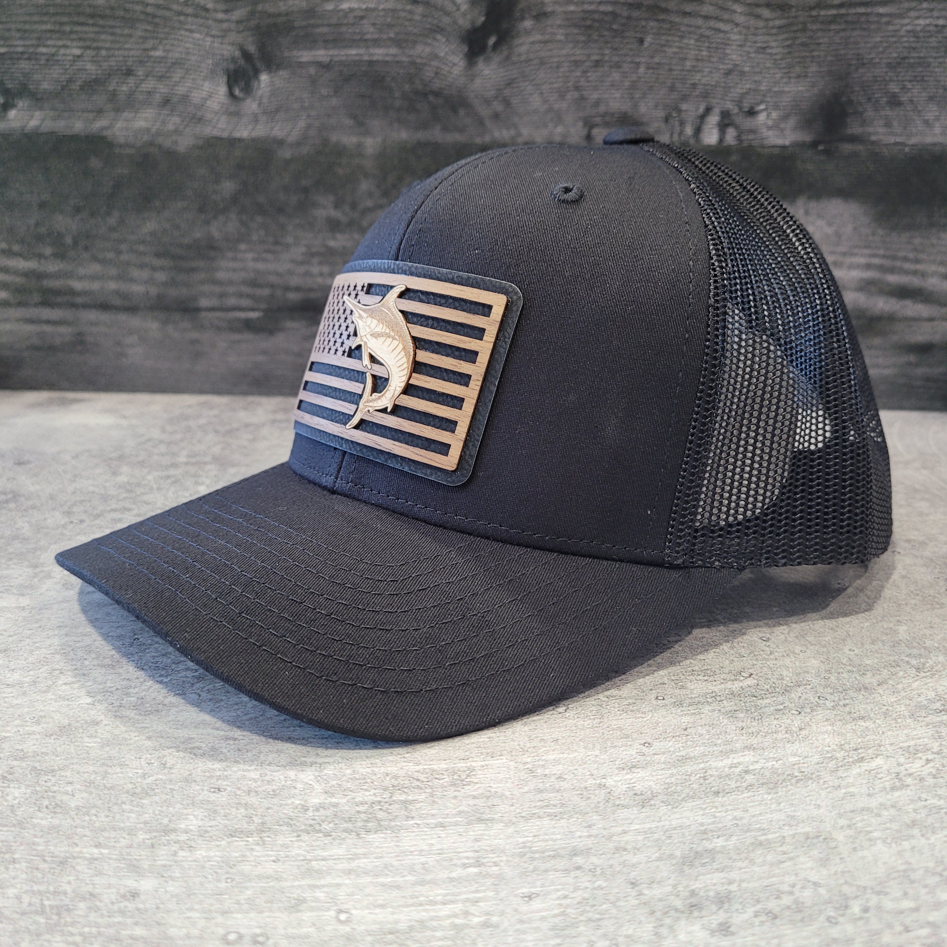 All American Marlin Wooden Patch Hat