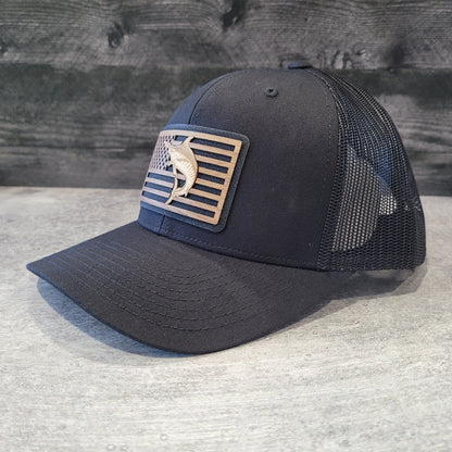 All American Marlin Wooden Patch Hat