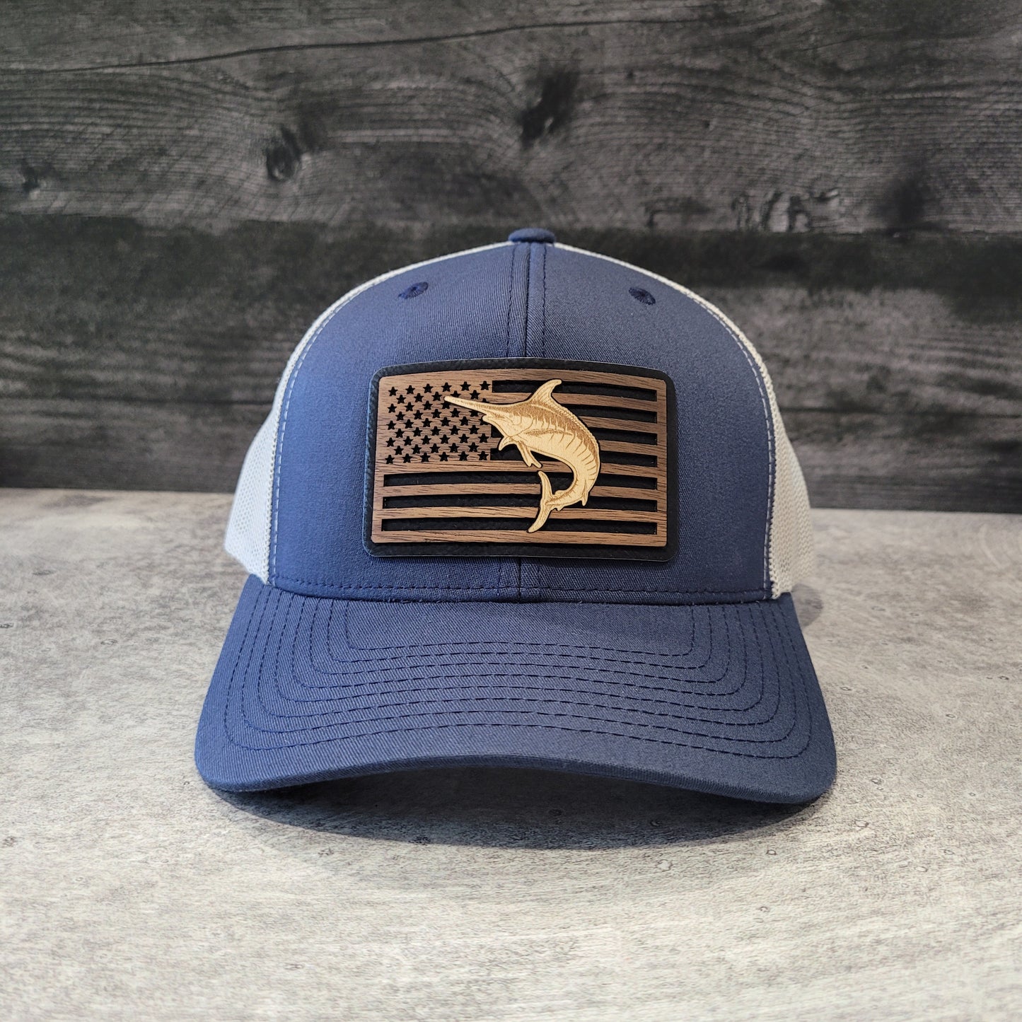 All American Marlin Wooden Patch Hat