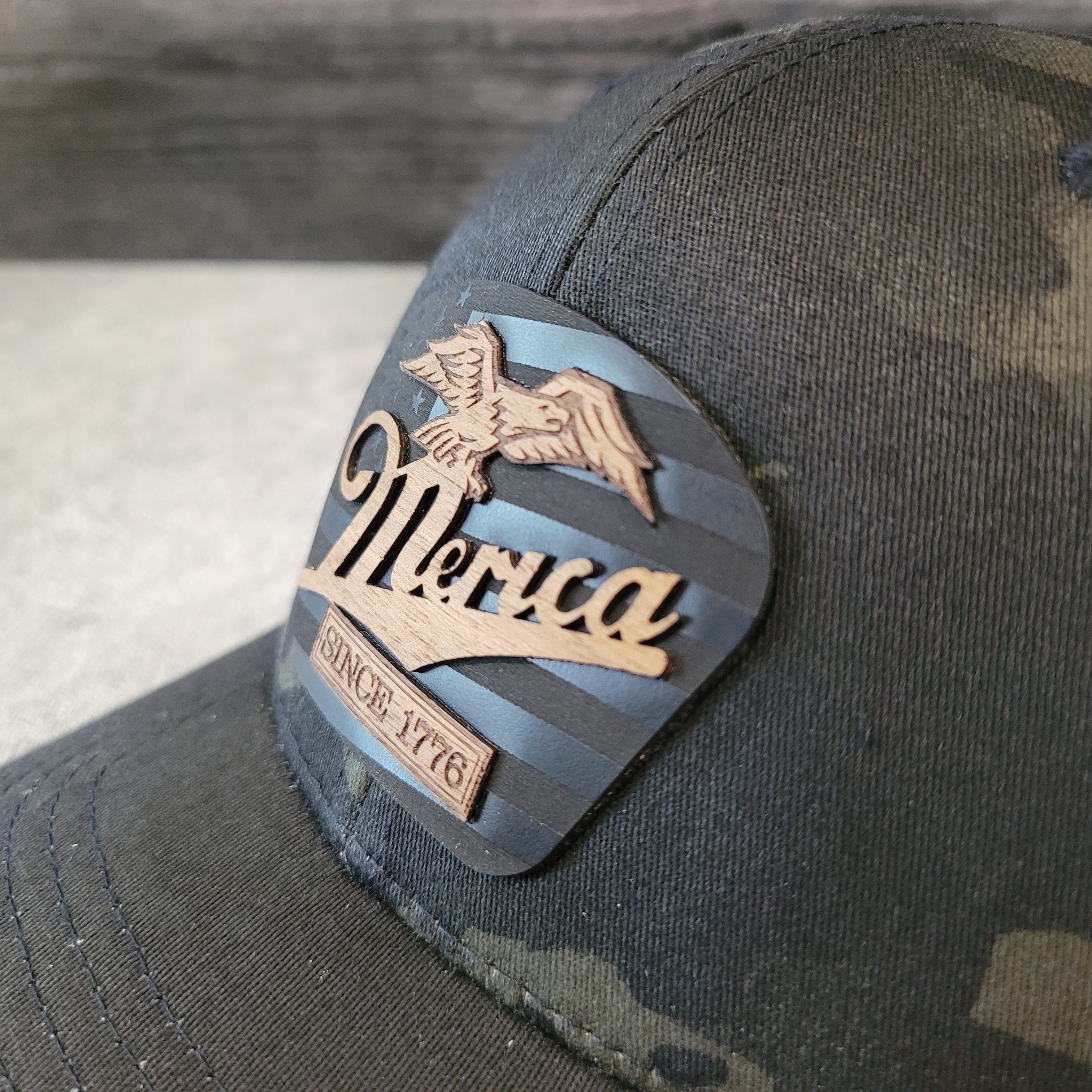 Merica Wooden Patch Hat