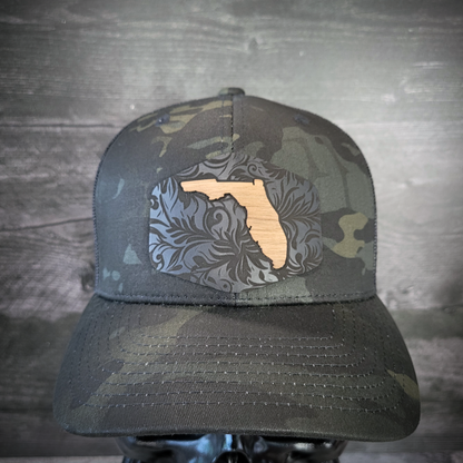 🌴Florida Tropics Wooden Patch Hat – Where Coastal Cool Meets Craftsmanship