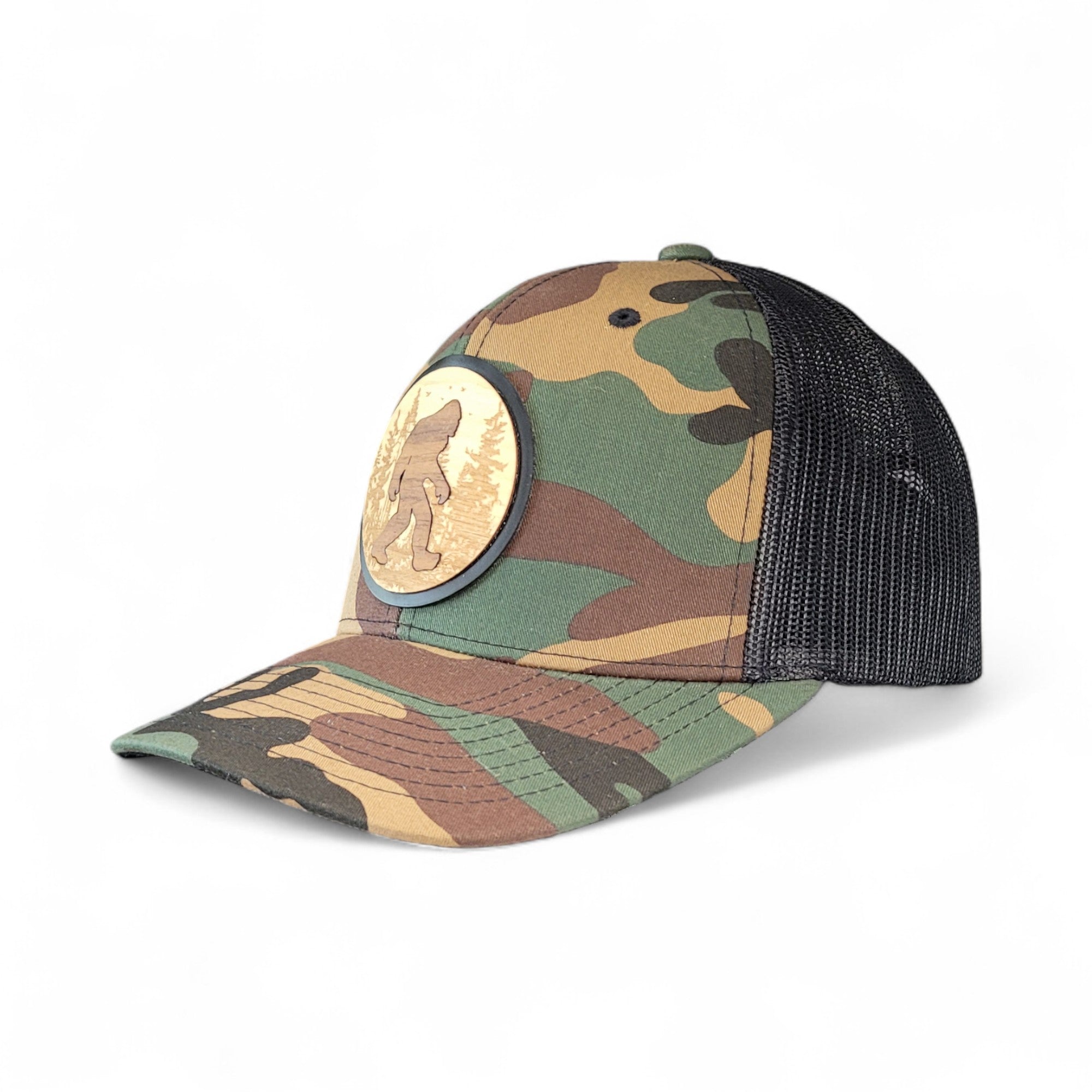 🦶🌲 The Hide Seek Champion – Bigfoot Wooden Patch Hat