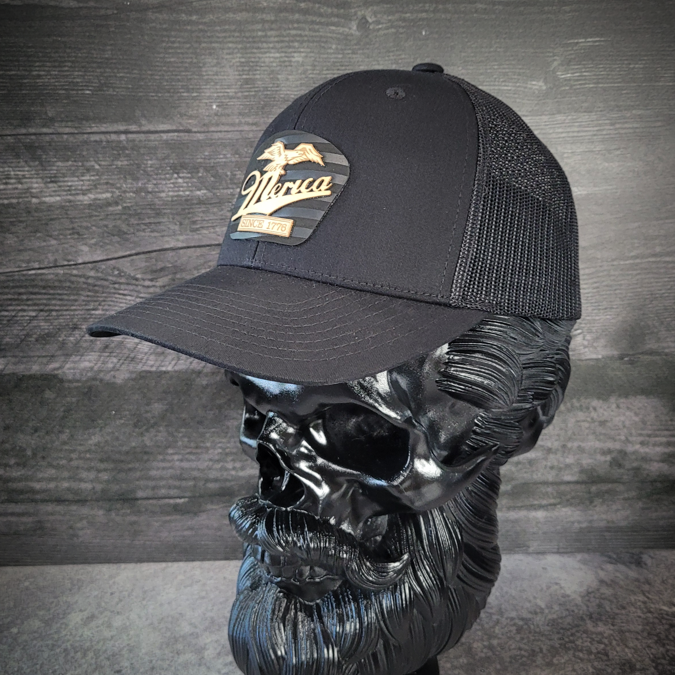 🦅 ‘Merica – Patriotic Wooden Patch Trucker Hat