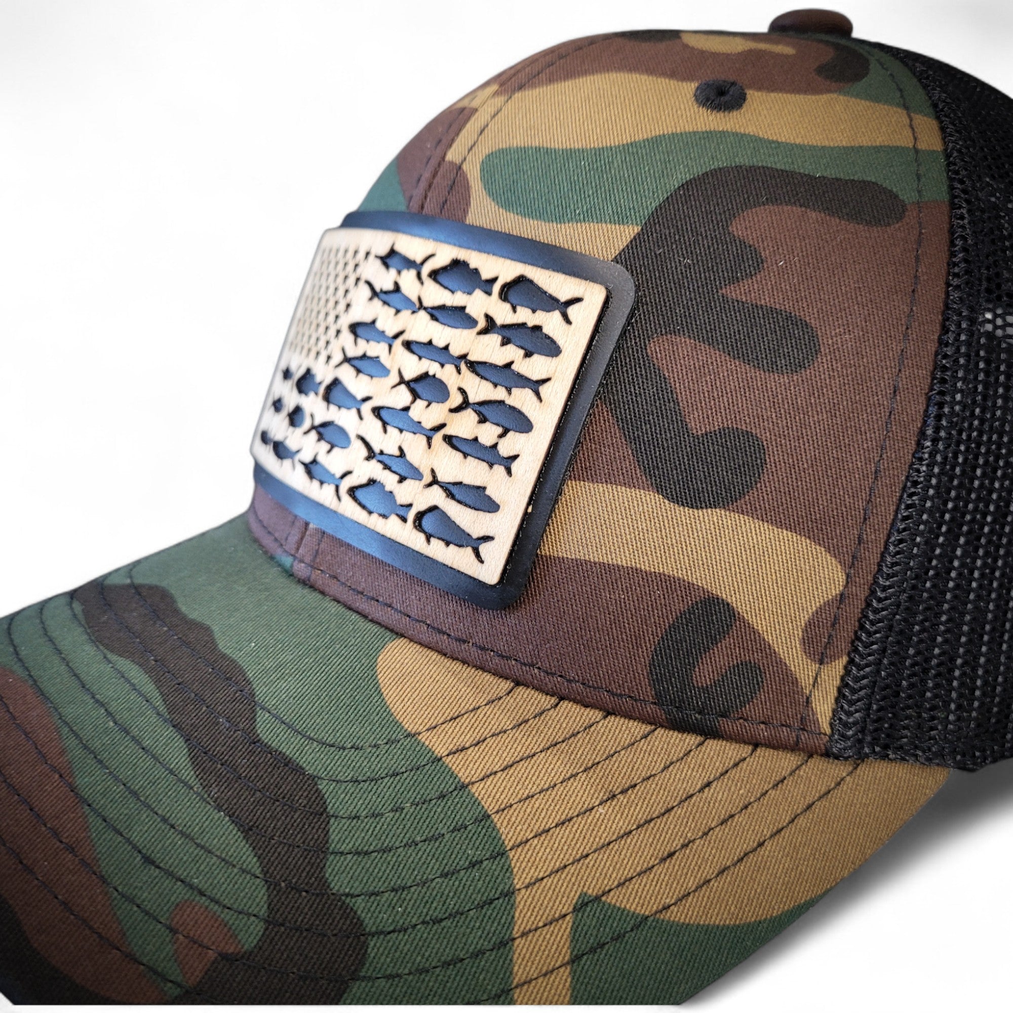 🎣 The American Angler – Wooden Patch Hat