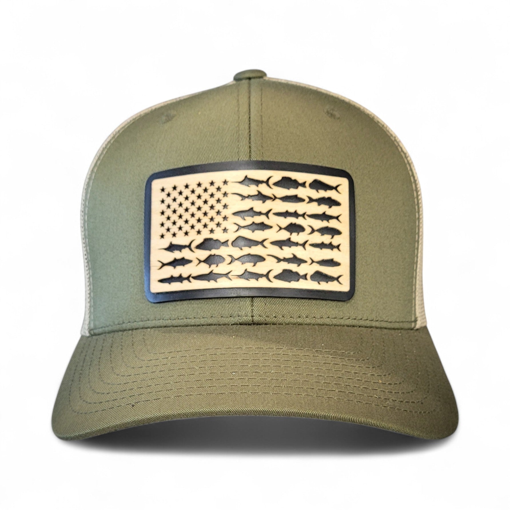 🎣 The American Angler – Wooden Patch Hat
