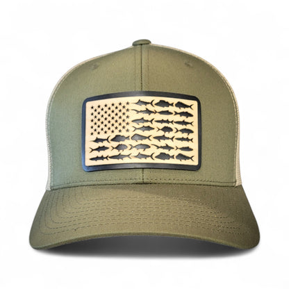 🎣 The American Angler – Wooden Patch Hat