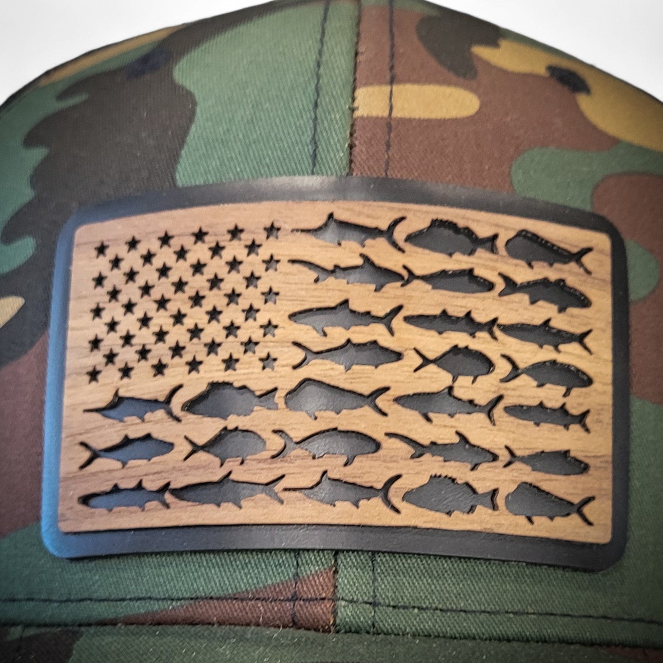 🎣 The American Angler – Wooden Patch Hat