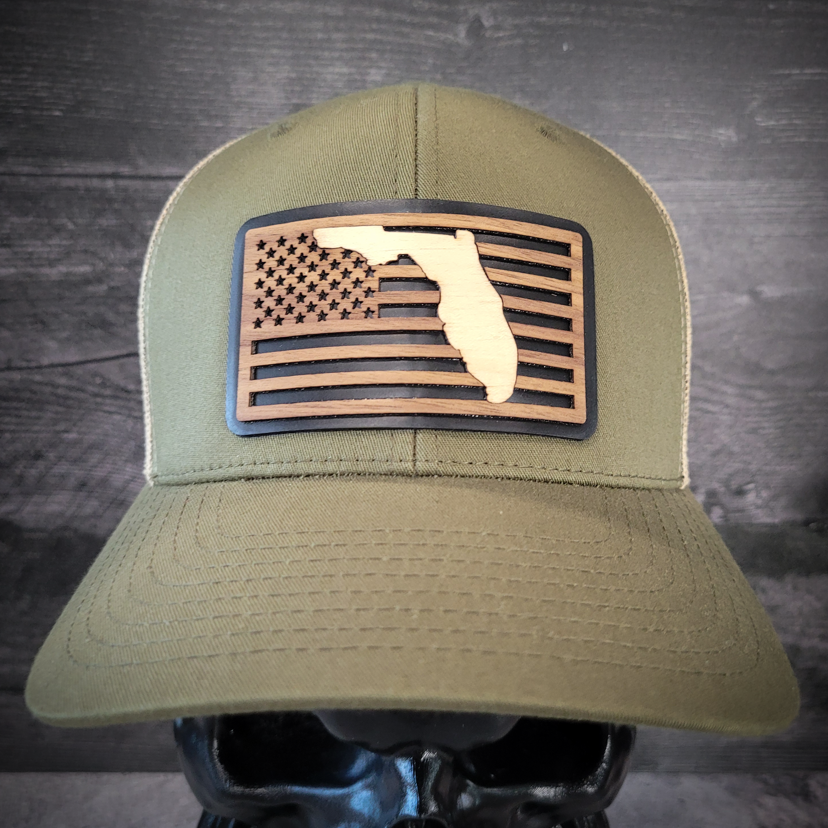 🌴Stars &Stripes: Florida Edition – Wooden Patch Hat