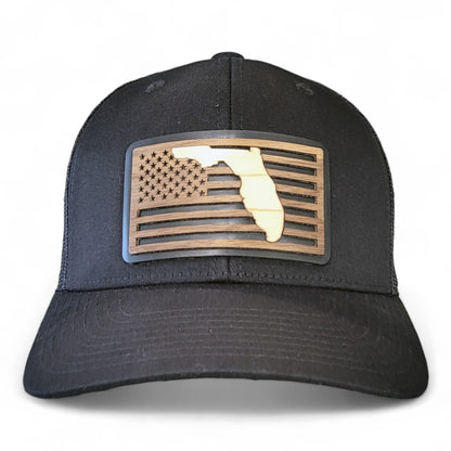 🌴Stars &Stripes: Florida Edition – Wooden Patch Hat