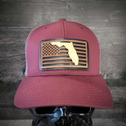 🌴Stars &Stripes: Florida Edition – Wooden Patch Hat
