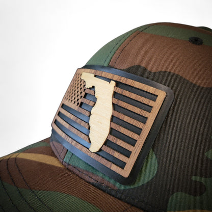 🌴Stars &Stripes: Florida Edition – Wooden Patch Hat