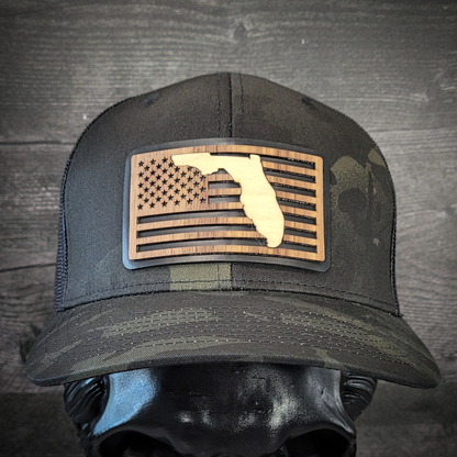 🌴Stars &Stripes: Florida Edition – Wooden Patch Hat