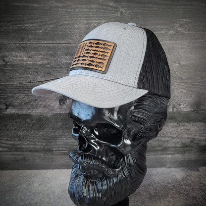 🎣 The American Angler – Wooden Patch Trucker Hat