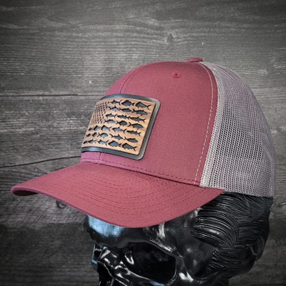 🎣 The American Angler – Wooden Patch Trucker Hat