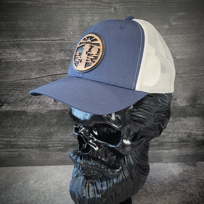 🌊🗺️ The Jupiter Lighthouse – Wooden Patch Trucker Hat