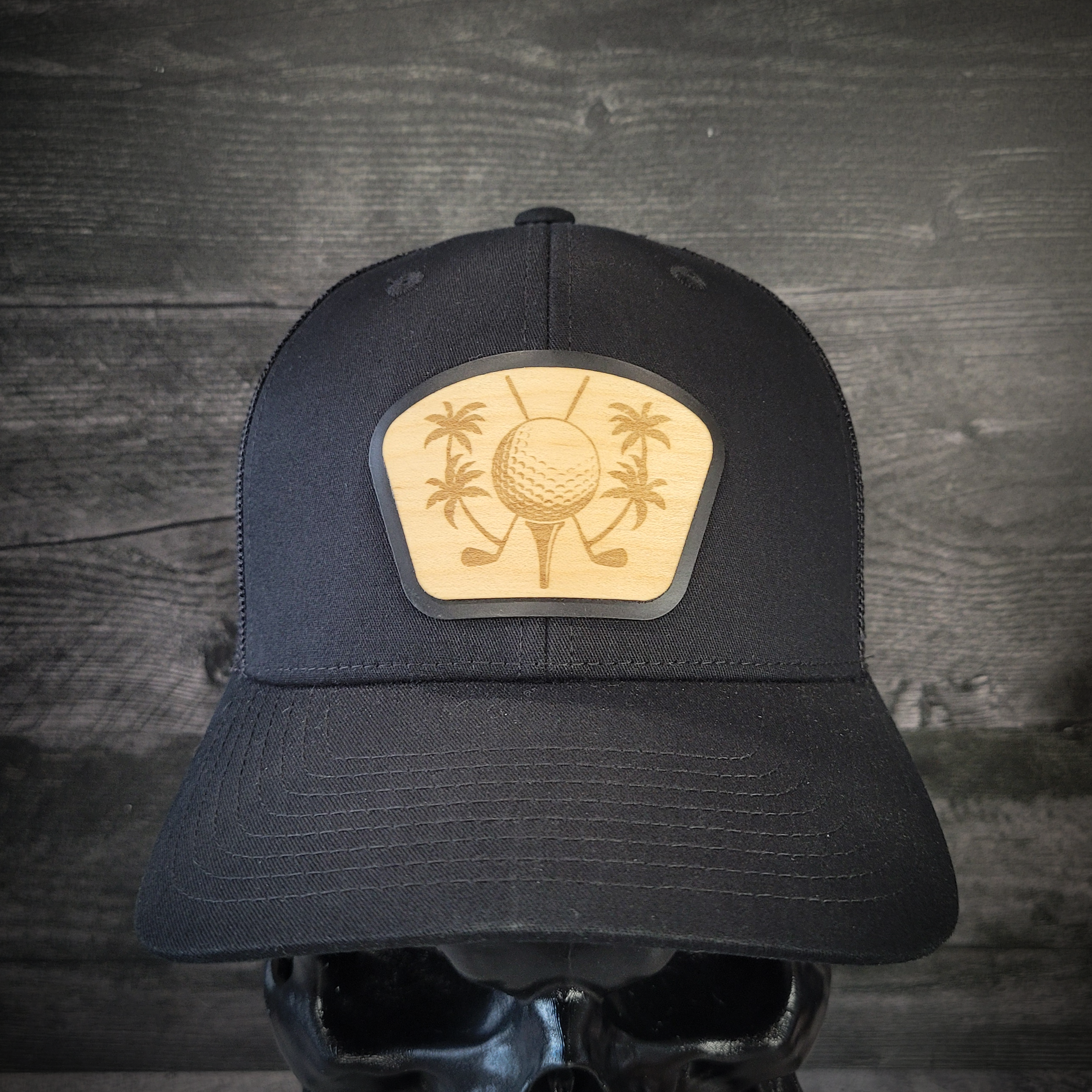 ⛳🌴 The Palm Tee – Tropical Golf Wooden Patch Hat