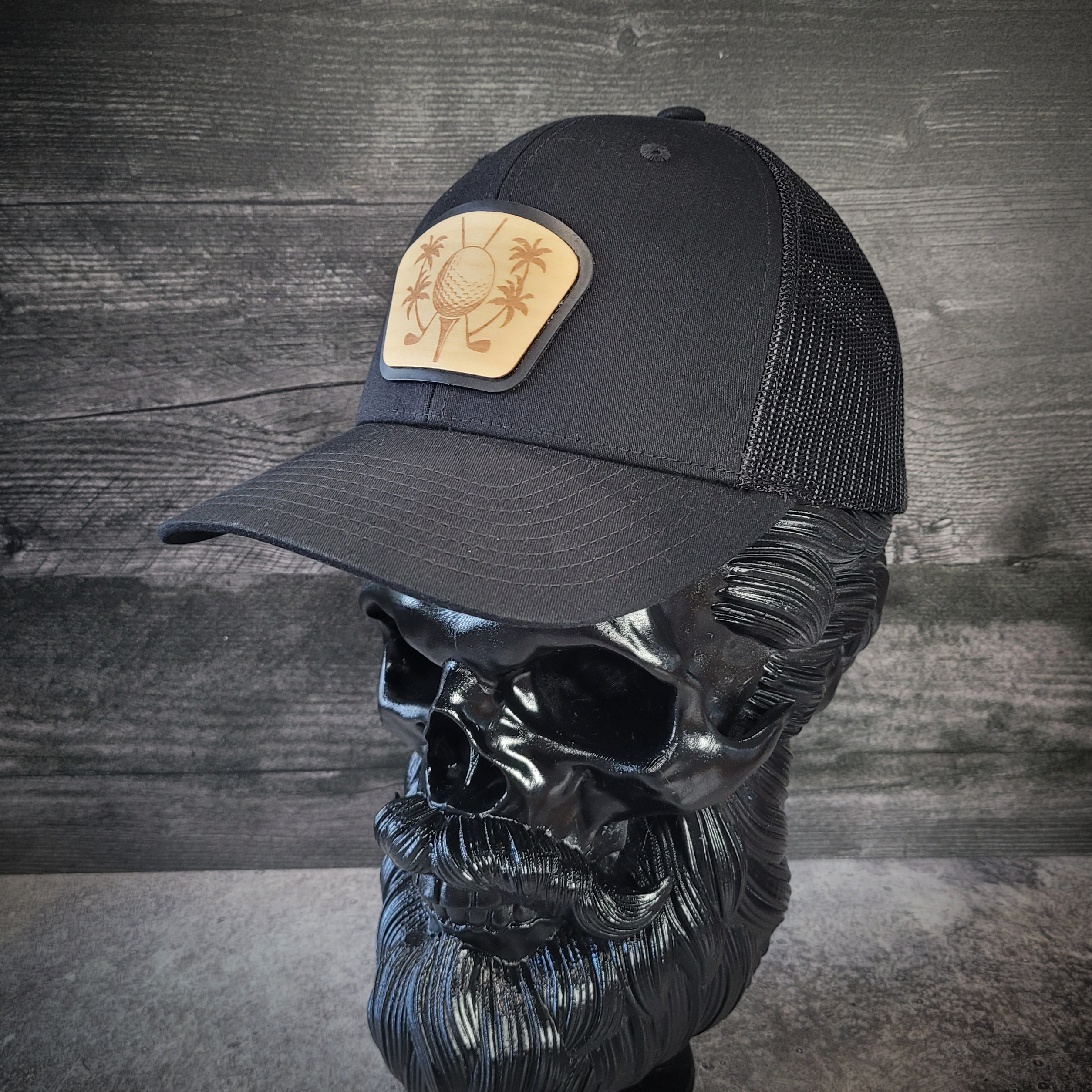 ⛳🌴 The Palm Tee – Tropical Golf Wooden Patch Hat