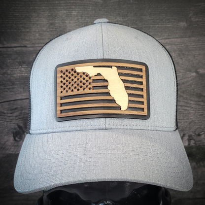 🌴Stars &Stripes: Florida Edition – Wooden Patch Hat