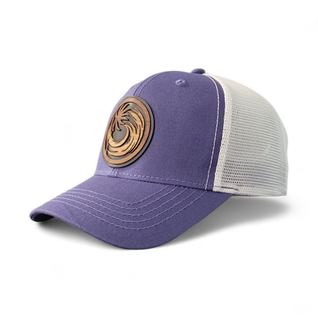 🌪️🌴 Eye of the Storm Women’s Ponytail Hat – Hurricane Wooden Patch Hat