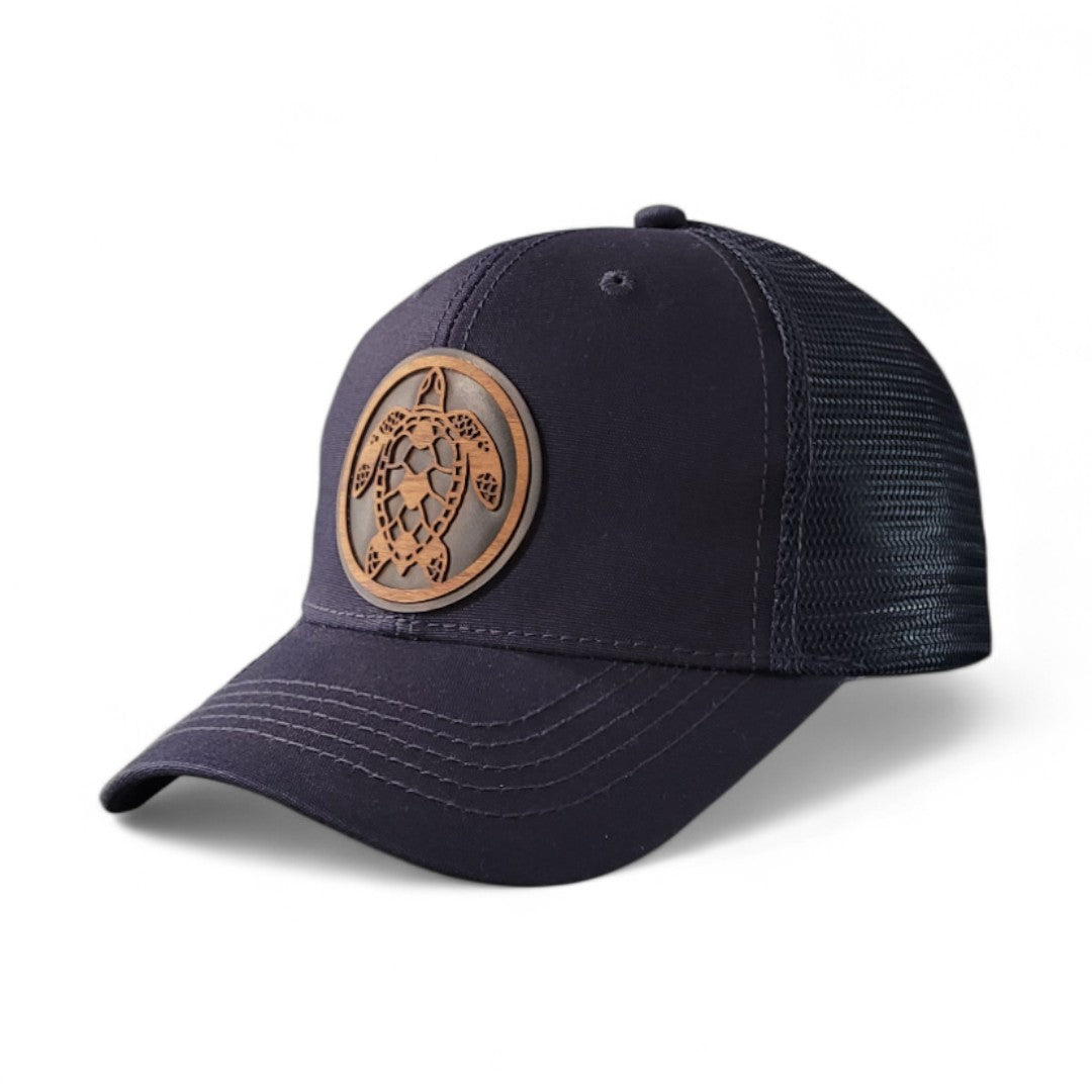 🌊🐢 Shell Yeah! – Women’s Ponytail Hat – Sea Turtle Wooden Patch Hat