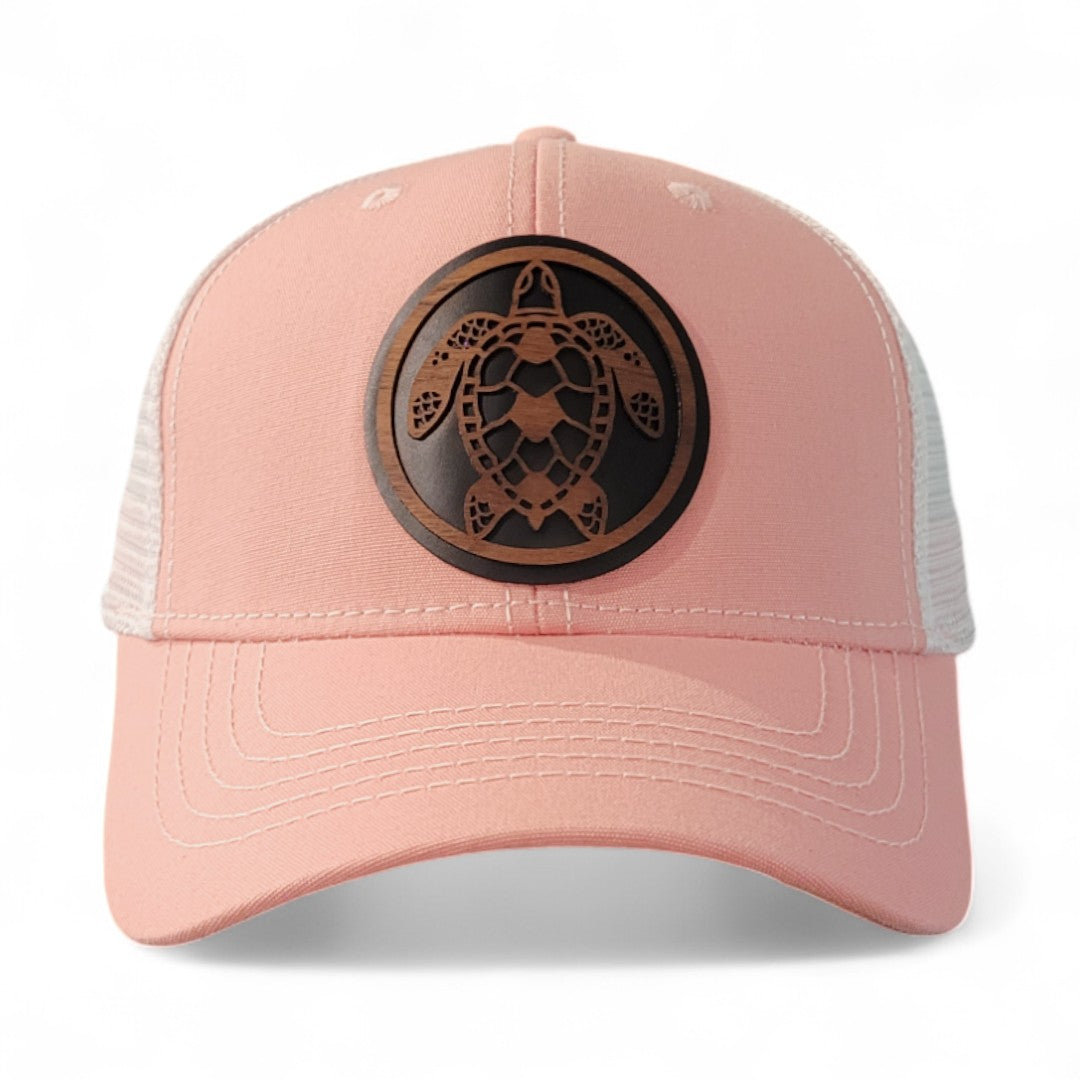 🌊🐢 Shell Yeah! – Women’s Ponytail Hat – Sea Turtle Wooden Patch Hat